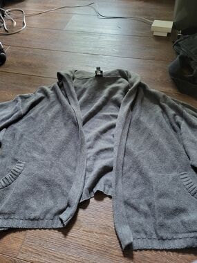 Eileen Fisher Gray Open-Front Knit Cardigan